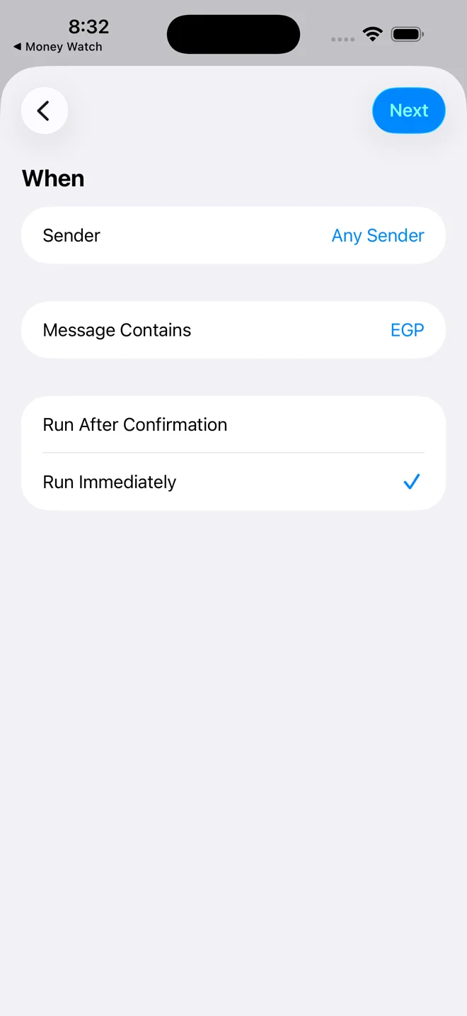 Shortcuts, step 6: Run without asking